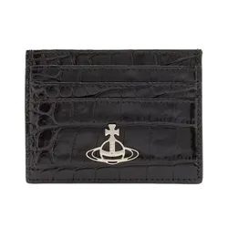 Ví Nữ Vivienne Westwood Embossed Leather Card Holder Màu Đen