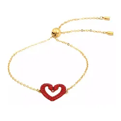 Vòng Đeo Tay Nữ Swarovski Una Bracelet Heart Small Red Gold Tone Plated 5649006 Màu Vàng Đỏ