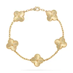 Vòng Đeo Tay Nữ Van Cleef & Arpels Vintage Alhambra Bracelet, 5 Motifs 18K Yellow Gold Màu Vàng (Chế Tác)