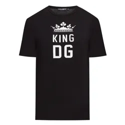 Áo Phông Nam Dolce & Gabbana D&G  With King Logo Embroidered T-Shirt G8JX7Z G7SOZ N0000 Màu Đen