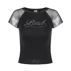 Áo Phông Nữ Badblood Second Skin Contrast Black Tshirt Màu Đen Size M