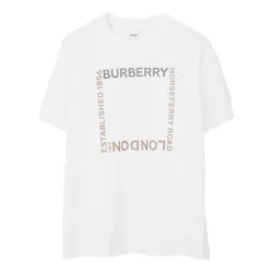 Áo Phông Nữ Burberry White With Logo Printed 80644731 Tshirt Màu Trắng