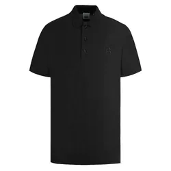 Áo Polo Nam Burberry Letter Graphic Cotton Black 80530221 Polo Shirt Màu Đen Size S
