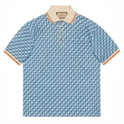 Áo Polo Nam Gucci Cotton Piquet GG Màu Xanh Size S