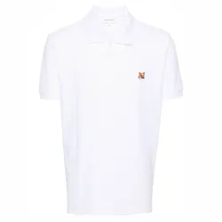 Áo Polo Nam Maison Kitsuné White With Bold Fox Head Logo Embroidered LM00208KJ7002P100 Màu Trắng Size L