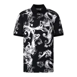 Áo Polo Nam Versace Jeans Couture Black With Baroque Logo Printed 76GAG6S0 JS286 899 Màu Đen Trắng