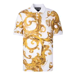 Áo Polo Nam Versace Jeans Couture White With Baroque Logo Printed 76GAG6S0 JS286 G03 Màu Vàng Trắng