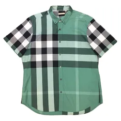 Áo Sơ Mi Nam Burberry Check Short Sleeves Shirt Màu Xanh Lá Size M