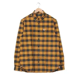 Áo Sơ Mi Nam Fred Perry Tartan Oxford Shirt Vàng Kẻ Đen Size S