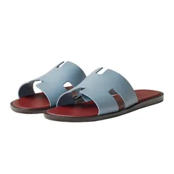 Dép Hermès Izmir Sandal Bleu Ciel / Rouge H Màu Xanh/Đỏ Size 40
