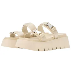 Dép Nữ Charles & Keith CNK Laine Metallic Buckle Flatform Round Toe Sandal Beige 70381040 Màu Be Size 37