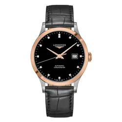 Đồng Hồ Nam Longines Record Automatic L2.821.5.57.2 Màu Đen Phối Vàng Hồng