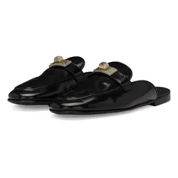 Giày Sục Nam Dolce & Gabbana D&G Leather Open Back Loafers Màu Đen Size 41