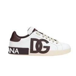 Giày Thể Thao Nam Dolce & Gabbana D&G Portofino Leather CS1772 B59591 8M098 Màu Trắng/Nâu Size 41