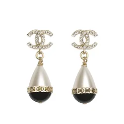 Khuyên Tai Nữ Chanel CC Pearl Earrings AB6391 Màu Vàng Gold