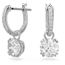 Khuyên Tai Swarovski Constella Drop Earrings Round Cut, White, Rhodium Plated 5636717 Màu Bạc