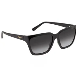 Kính Mát Nữ Salvatore Ferragamo Grey Rectangular Ladies Sunglasses SF1018S 001 59 Màu Đen