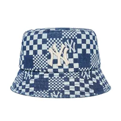 Mũ MLB Bucket Hat Checker Board Denim New York Yankees 3AHT8602N-50BLS Màu Xanh Denim