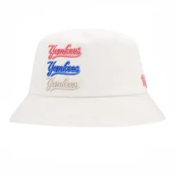 Mũ MLB Bucket Hat Logomania New York Yankee 32CPHI111-50L Màu Trắng