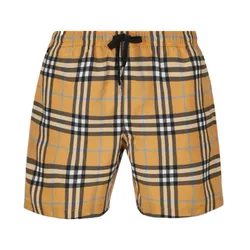 Quần Bơi Nam Burberry Plaid Drawstring Màu Beige Size XS