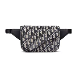 Túi Đeo Chéo Dior Saddle Belt Bag Beige And Black Oblique Jacquard Màu Be Đen