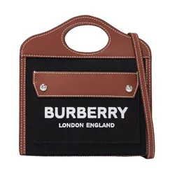 Túi Đeo Chéo Nữ Burberry Micro Pocket Bag In Leather And E-canvas Màu Nâu Đen