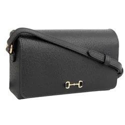 Túi Đeo Chéo Nữ Gucci Shoulder Bag Leather Black Horsebit 703206DJ20G1000 Màu Đen