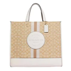 Túi Tote Coach Dempsey Carryall In Signature Jacquard With Stripe And Coach Patch Màu Trắng Size 40