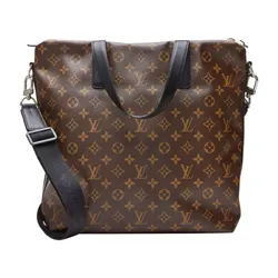 Túi Tote Nam Louis Vuitton LV Brown Monogram Macassar Kitan Silver Tone Hardware Màu Nâu Đen