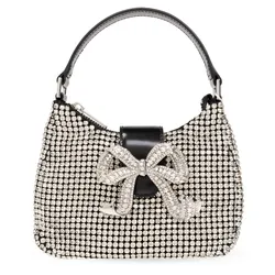Túi Xách Nữ Self Portrait Silver Diamante Bow Shoulder Bag SS24-314-SIL 0-SILVER Màu Bạc Trắng