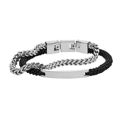 Vòng Đeo Tay Nam Fossil Black Nylon And Stainless Steel Double-Strand Bracelet JF03325040 Màu Đen