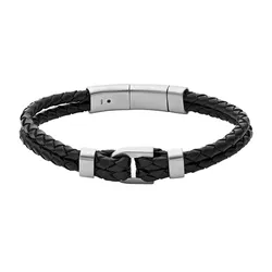 Vòng Đeo Tay Nam Fossil Heritage D-Link Black Leather Bracelet JF04202040 Màu Đen
