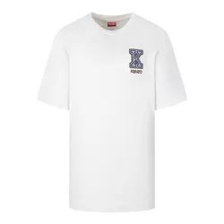 Áo Phông Nam Kenzo White With Logo Patch Embroidered FD65TS1314SY 02 Tshirt Màu Trắng Size M