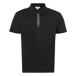 Áo Polo Nam Alexander McQueen Cotton Pique Polo Shirt 642660 Màu Đen Size M