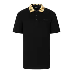 Áo Polo Nam Versace Black With Collar Printed Polo Shirt 1012260 Màu Đen Size S