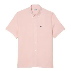 Áo Sơ Mi Cộc Tay Nam Lacoste Regular Fit Men's Shirt CH5699 T03 Màu Hồng Pastel Size 38