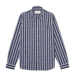 Áo Sơ Mi NaCH5269 PUV Màu Đen/Xanh/Trắngm Lacoste Men's Slim Fit Checkered Cotton Poplin Shirt CH5269 PUV Màu Đen/Xanh/Trắng Size 40