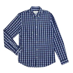 Áo Sơ Mi Nam Lacoste Men's Slim Fit Checkered Cotton Poplin Shirt CH5269 638 Kẻ Ca Rô Màu Xanh Size 38