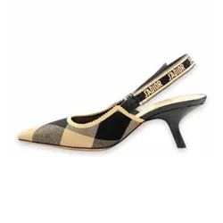 Dép Cao Gót Nữ Christian Dior Jadio’r Slingback Cotton Ribbon Kitten Heels Màu Be Đen Size 35