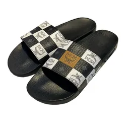 Dép MCM Check Logo Slide Sandals Màu Đen Trắng Size 36