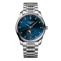 Đồng Hồ Nam Longines Master Moonphase Blue Watch L2.909.4.97.6 Màu Bạc/Xanh