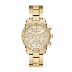 Đồng Hồ Nữ Michael Kors MK Ritz Chronograph Gold-Tone Steel Watch MK6597 Màu Vàng 