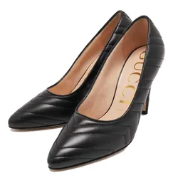 Giày Cao Gót Nữ Gucci Quilted Nappa Pumps With Cone Heel Màu Đen Size 35.5