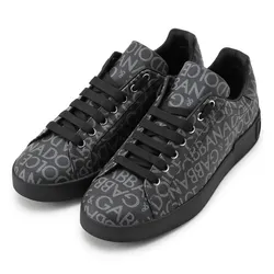 Giày Sneaker Nam Dolce & Gabbana D&G Leather Logo Màu Đen Size 40
