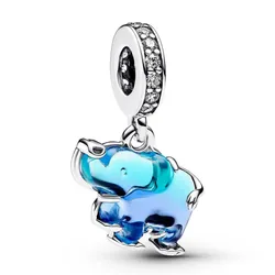 Hạt Vòng Charm Pandora Moments Hình Chú Voi Đính Đá 793339C01 Màu Xanh Dương