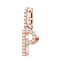 Hạt Vòng Charm Swarovski Remix Chữ P 5437625 Màu Vàng Hồng