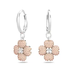 Khuyên Tai Nữ Swarovski Latisha Drop Earrings Flower, Pink, Rhodium Plated 5636485 Màu Bạc