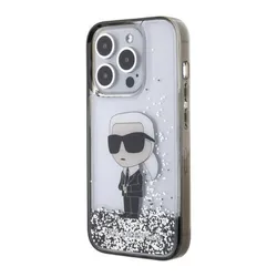 Ốp Điện Thoại Karl Lagerfeld Liquid Glitter Case Ikonik Karl Logo iPhone 15 Pro Max Màu Trắng