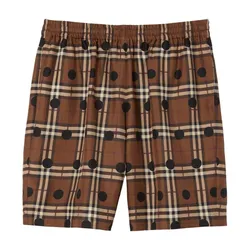 Quần Short Nam Burberry Silk Polka Dot Pyjama Shorts 8067749 Màu Nâu Size S