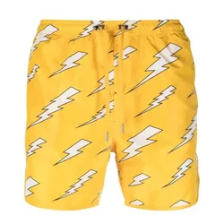 Quần Short Nam Neil Barrett Thunderbot-Print Swim Shorts Màu Vàng Size XS